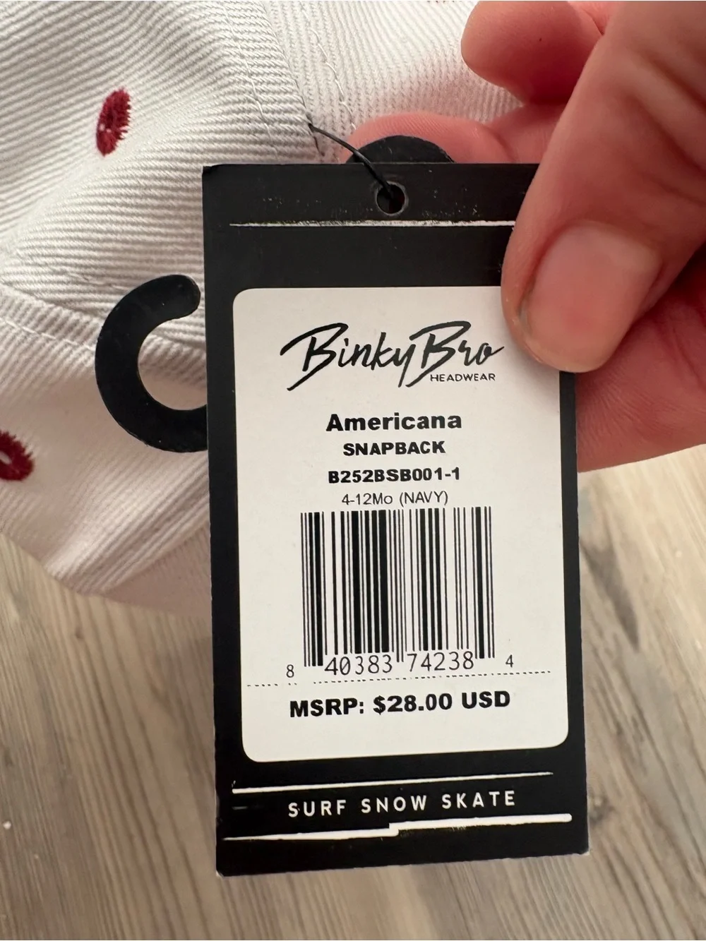 Binky Bro Kids White and Red Logo Snapback Hat